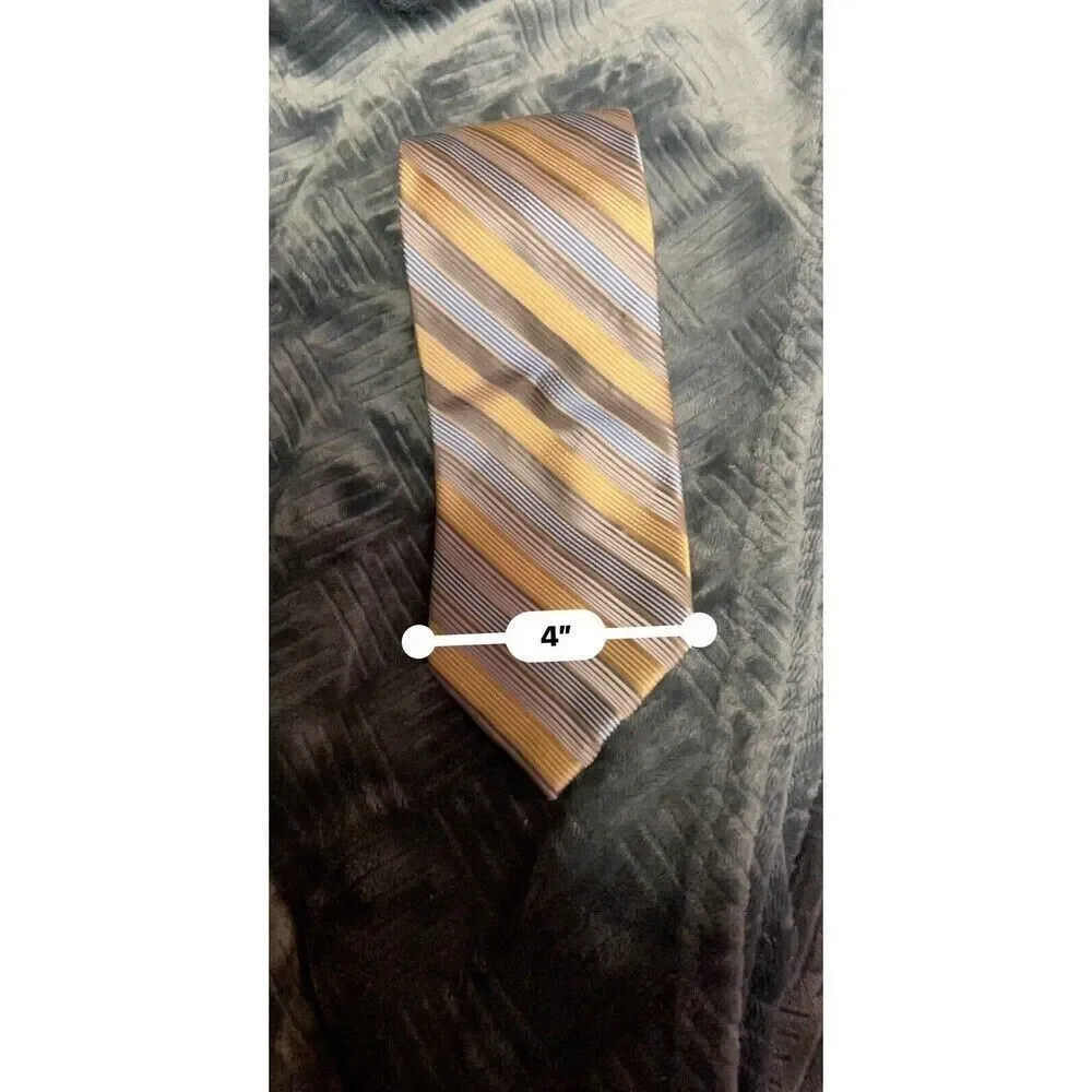 Claiborne Silk Tie Gold Blue Striped